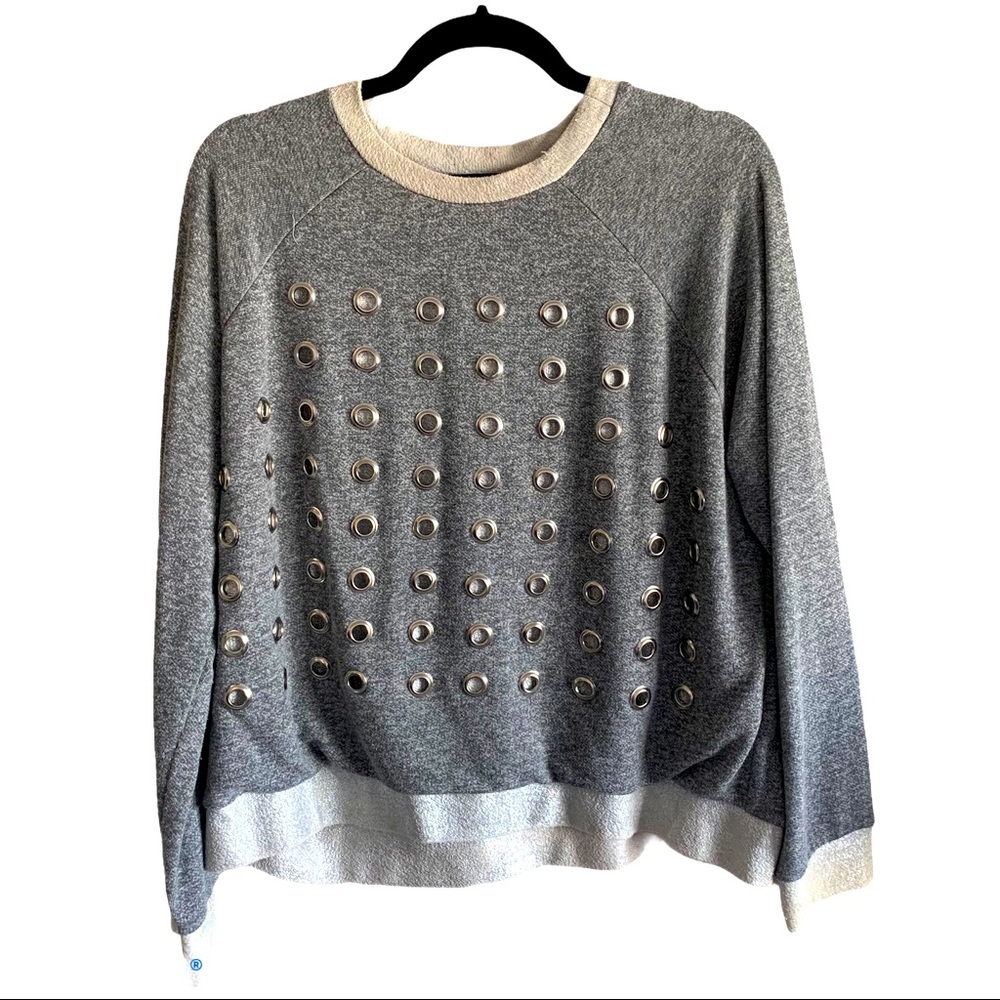 Whitney Eve Gray & Silver Grommet Pullover